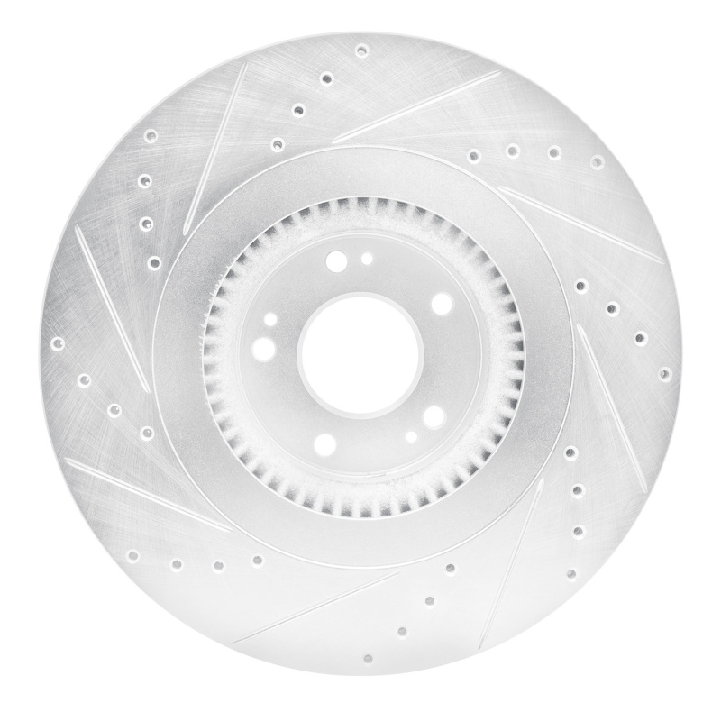 Genesis G80 Brake Rotor (1) - Front Right - R1 Concepts - Drilled & Slotted - Silver - `12-`17